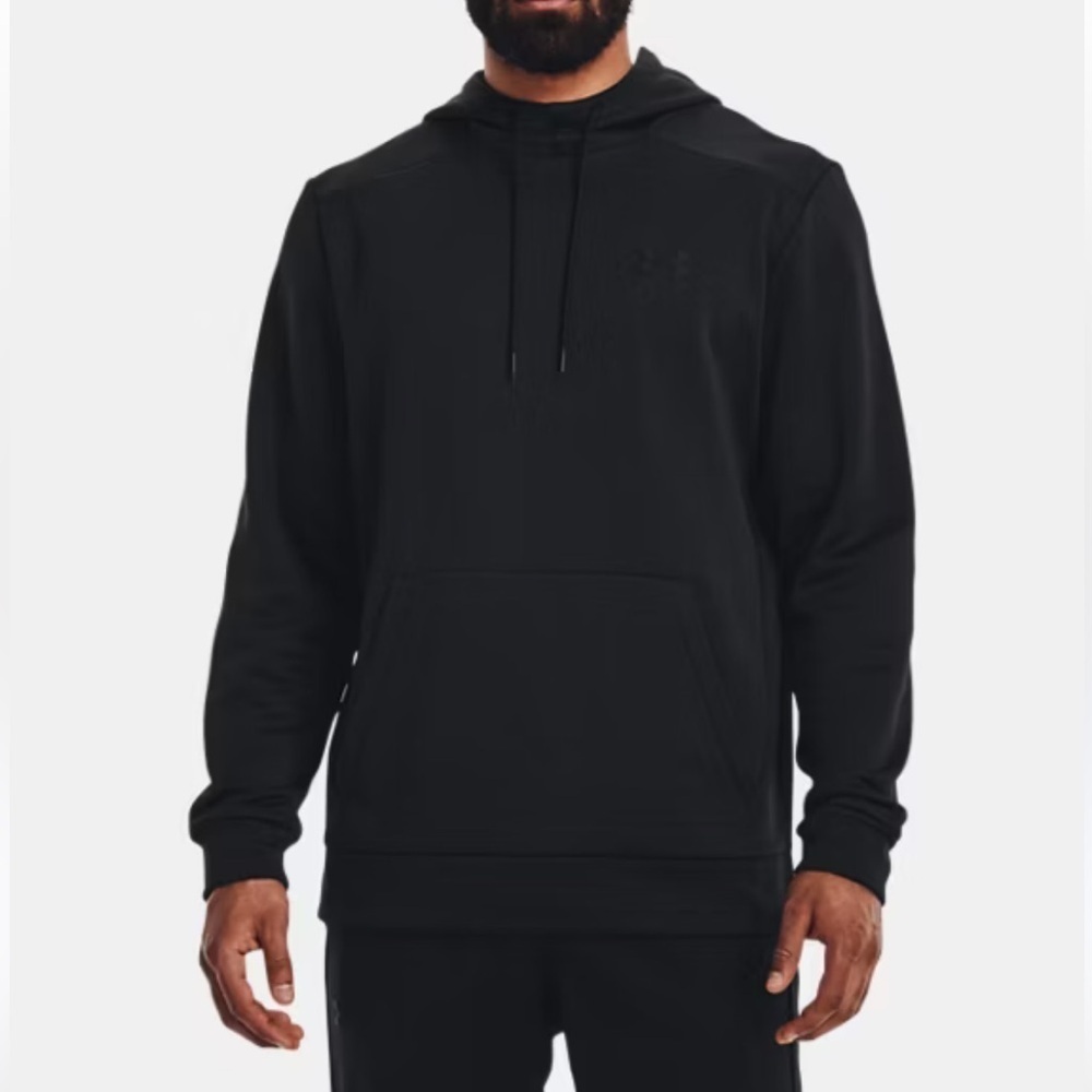 Under Armour Fleece Men’s Pullover Hoodie Jumper Black Loose Fit Size Medium